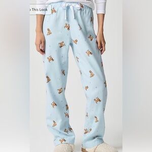 J. Crew Flannel Pajama Pant With Family Doodle Dog Print